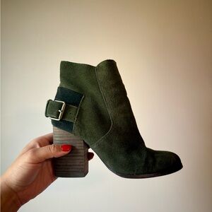 Olive Green Suede Ankle Boots